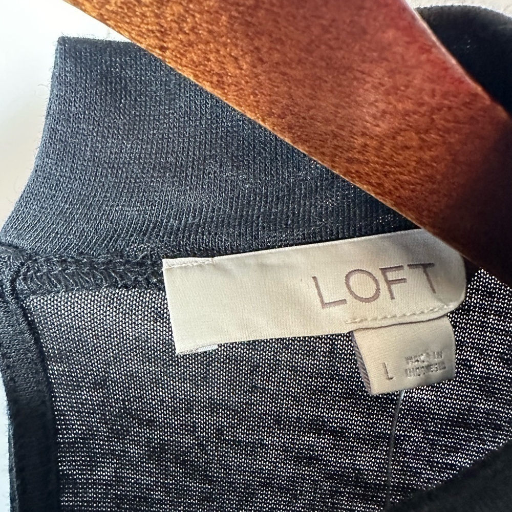 NWT Loft Black Long Sleeve Top with Floral Embroidery Women’s Size Large - Picture 8 of 12